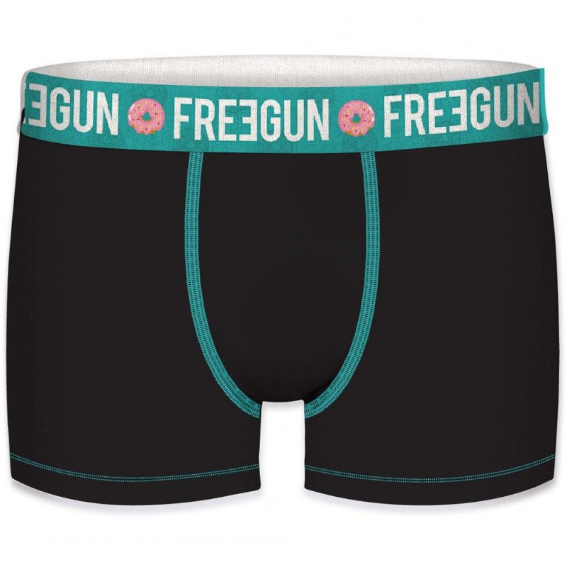 FREEGUN Lot de 2 Boxers Homme Coton bio BCBX2 DONUT Noir Rose