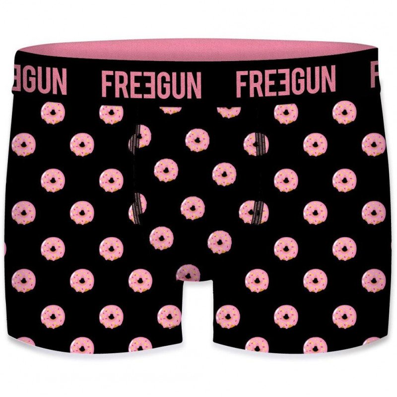 FREEGUN Lot de 2 Boxers Homme Coton bio BCBX2 DONUT Noir Rose