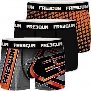 FREEGUN Lot de 3 Boxers Homme Microfibre PACKX3 LOGO Noir Orange