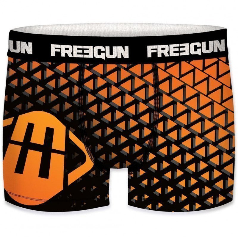 FREEGUN Lot de 3 Boxers Homme Microfibre PACKX3 LOGO Noir Orange