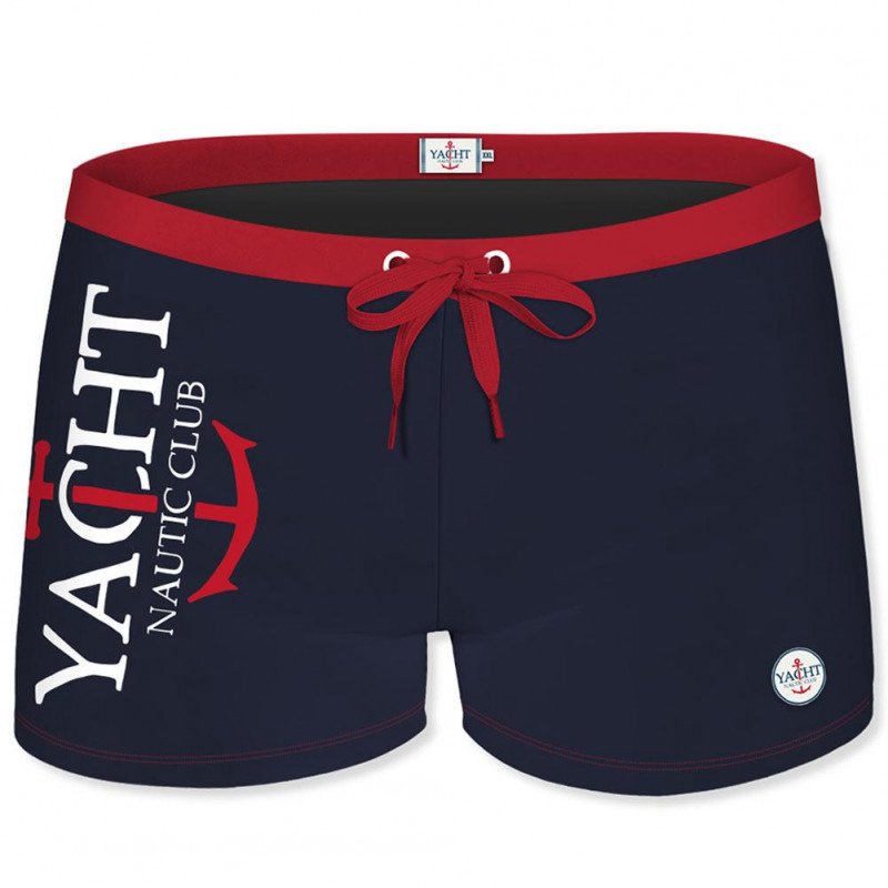 YACHT NAUTIC CLUB Boxer Bain Moulant Homme MOUASS1 Marine Rouge