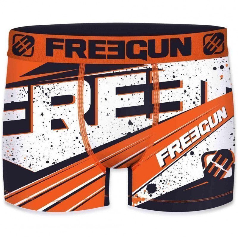 FREEGUN Boxer Homme Microfibre GPT Orange Marine PREMIUM