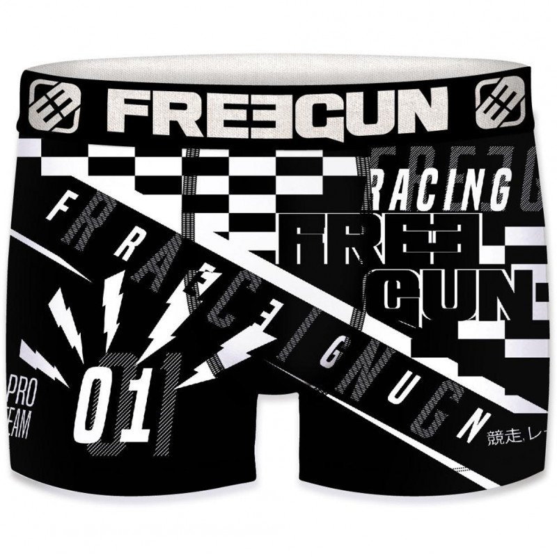 FREEGUN Boxer Homme Microfibre DAM Noir Blanc PREMIUM