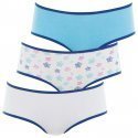 ATHENA Lot de 3 Boxers Fille Coton ETOILE Cyan Blanc Blanc