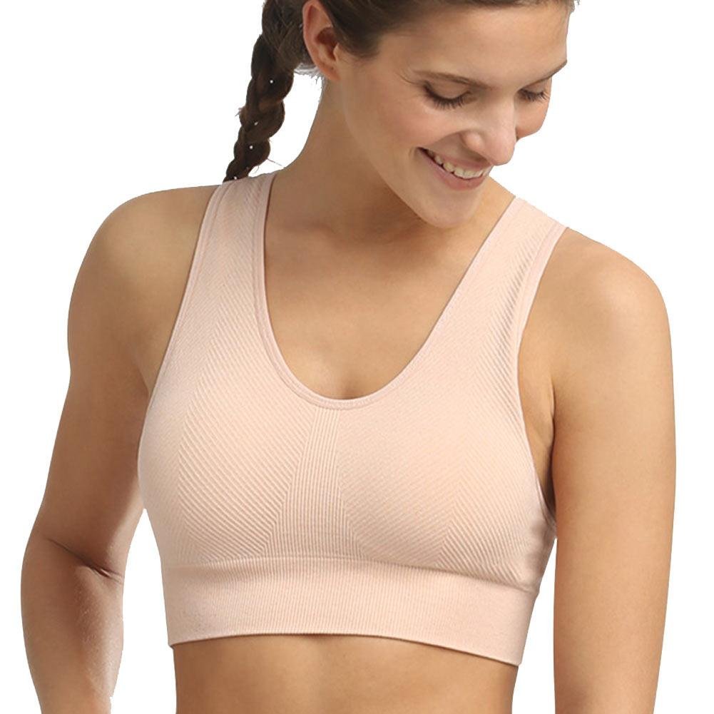 DIM Brassière coquée Femme Microfibre AMPLIFORME SANSCOUTURE Impact modéré  Rose - Taille S