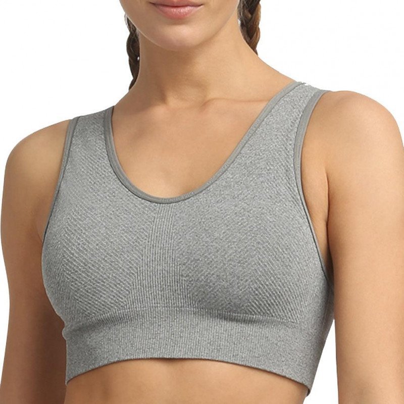 DIM Brassière coquée Femme Microfibre AMPLIFORME SANSCOUTURE Impact modéré Gris