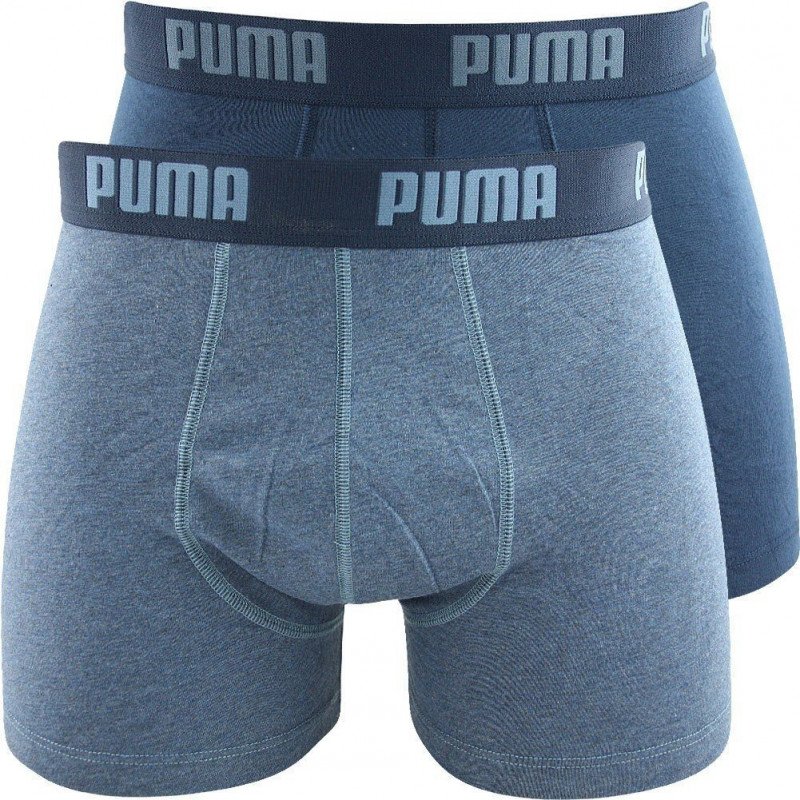 PUMA Lot de 2 Boxers Homme Coton BASIC Bleu Denim