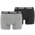 PUMA Lot de 2 Boxers Homme Coton BASIC Gris Noir