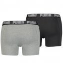 PUMA Lot de 2 Boxers Homme Coton BASIC Gris Noir