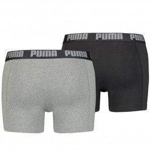 PUMA Lot de 2 Boxers Homme Coton BASIC Gris Noir