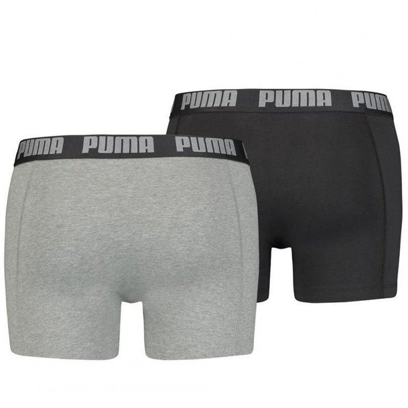 PUMA Lot de 2 Boxers Homme Coton BASIC Gris Noir