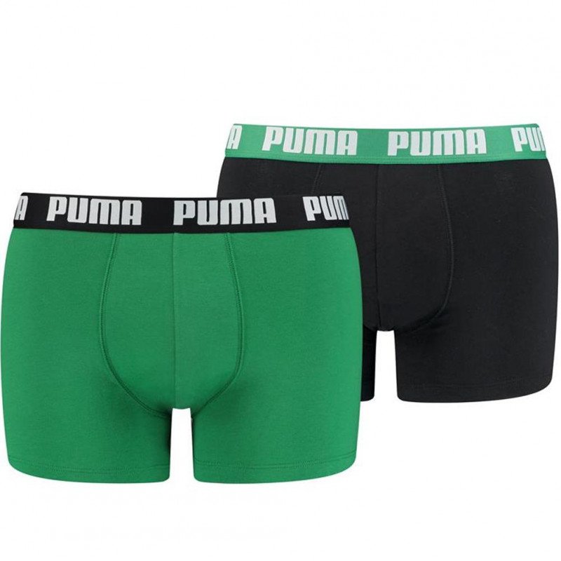 PUMA Lot de 2 Boxers Homme Coton BASICN Noir Vert