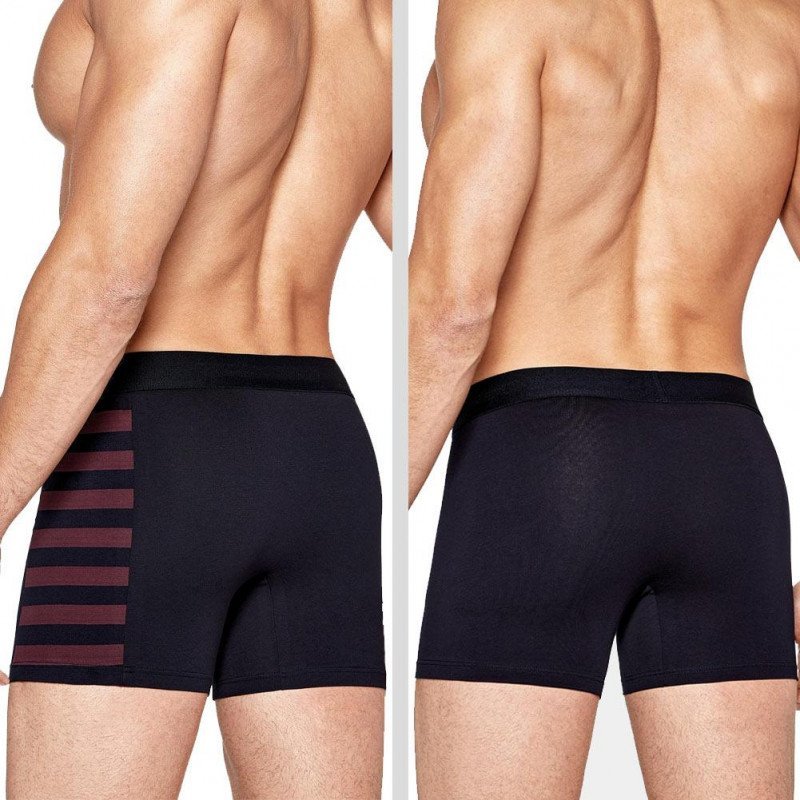 LOT DE 2 Boxer Sous-vêtements Homme DUOSTRIPE Noir et Bordeaux