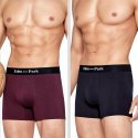 EDEN PARK Lot de 2 Boxers Homme Coton DUOPOIS Bordeaux Marine