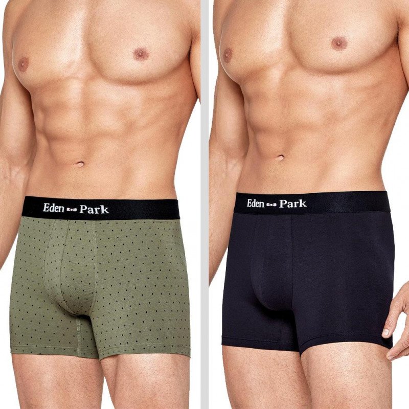 EDEN PARK Lot de 2 Boxers Homme Coton DUOPOIS Yucky Marine