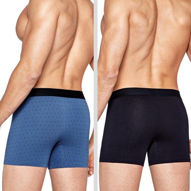 LOT DE 2 Boxer Sous-vêtements Homme DUOPOIS Noir et Bleu