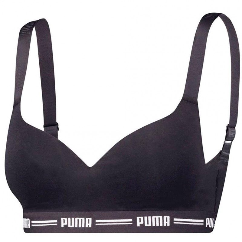 PUMA Brassière coquée Femme Coton ICONICN TOP Noir