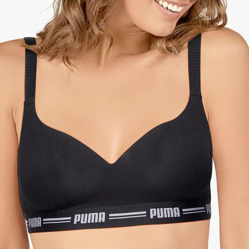 PUMA Brassière coquée Femme Coton ICONICN TOP Noir