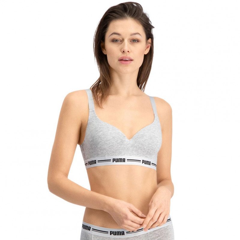 PUMA Brassière coquée Femme Coton ICONICN TOP Souris chiné