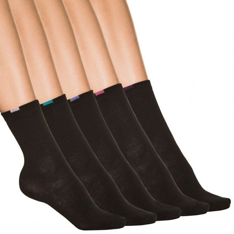 DIM Lot de 5 paires de Chaussettes Femme Microcoton ECODIM Noir