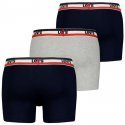 LEVI'S Lot de 3 Boxers Homme Coton bio LOGON Marine Gris Chiné