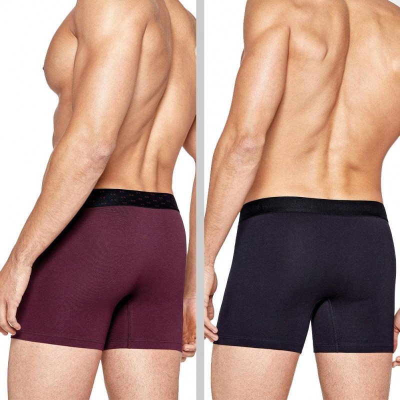 EDEN PARK Lot de 2 Boxers Homme Coton DUOCEINTFLOTS Bordeaux Marine