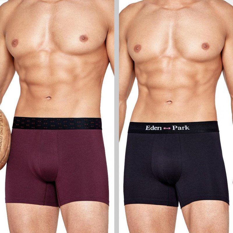 EDEN PARK 2 Boxers Homme Coton DUOCEINTFLOTS Bordeaux Marine