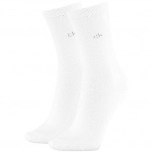 CALVIN KLEIN Lot de 2 paires de Chaussettes Femme Coton CLASSIC Blanc