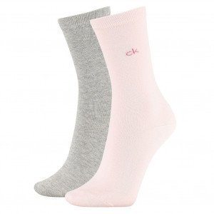 CALVIN KLEIN 2 paires Chaussettes Femme Coton CLASSIC Rose Gris