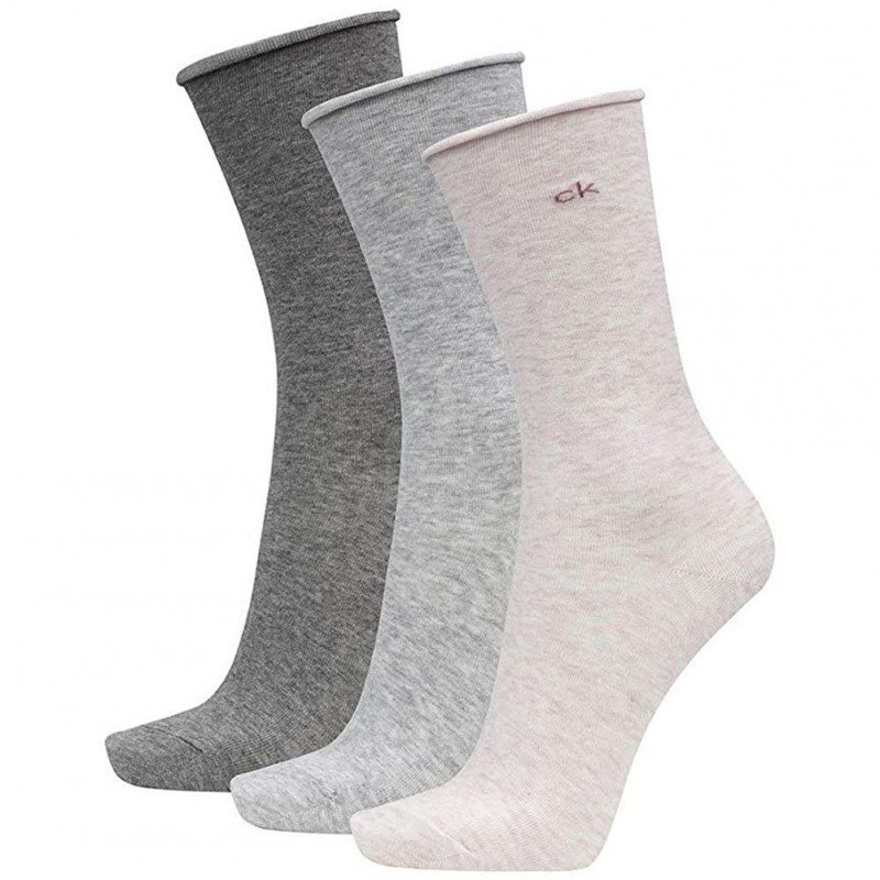 LOT DE 3 Chaussettes Chaussettes Femme ROLL Rose et Gris