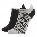 CALVIN KLEIN Lot de 2 paires de Socquettes Femme Coton LEOPARD Noir