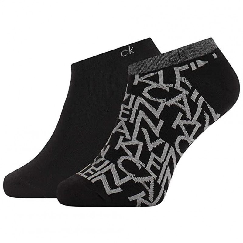 LOT DE 2 Socquettes Chaussettes Homme ALLOVER Noir et Gris