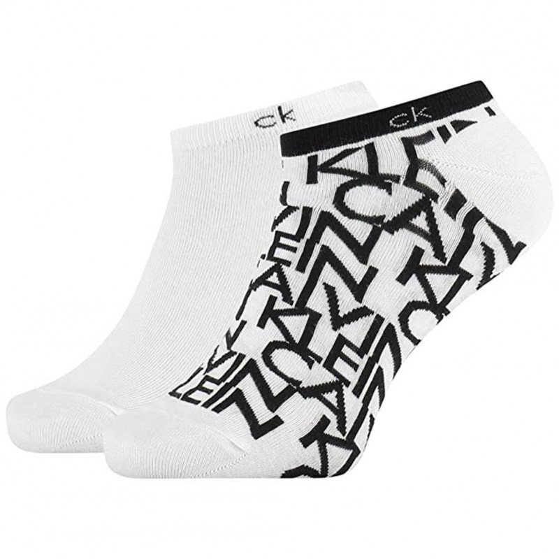 LOT DE 2 Socquettes Chaussettes Homme ALLOVER Blanc et Noir