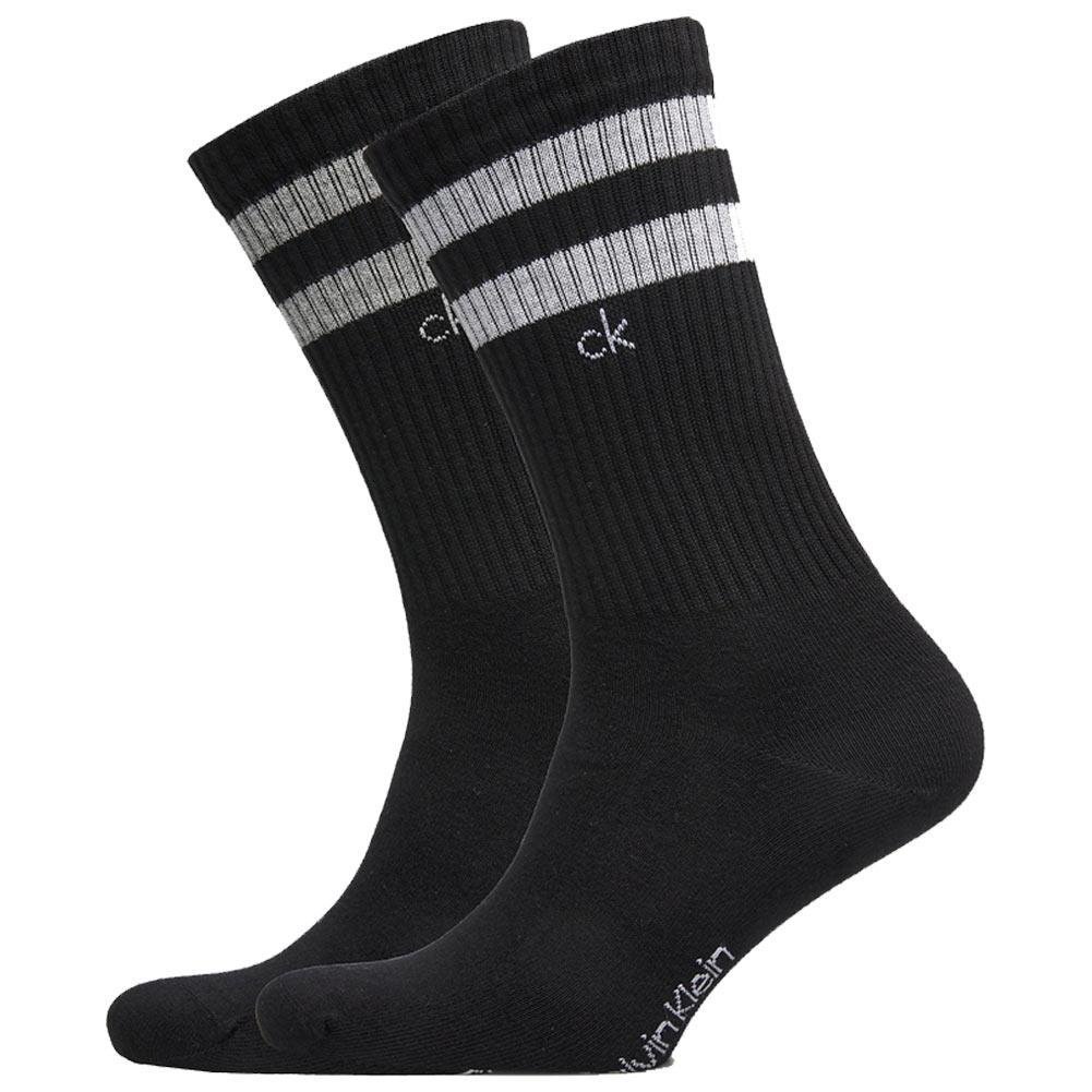 CALVIN KLEIN 2 paires de Chaussettes Homme Coton STRIPE Noir