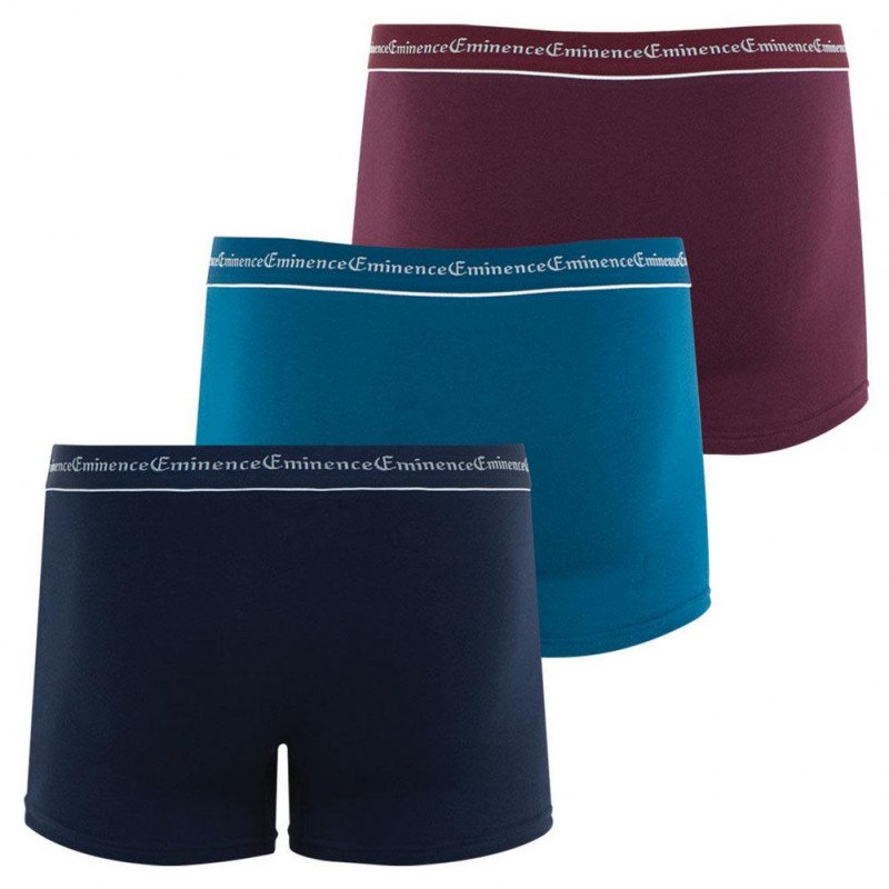 EMINENCE 3 Boxers Homme Coton BUSINESS Marine Bleu Bordeaux