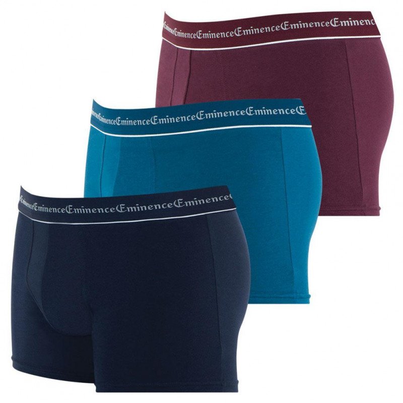 EMINENCE 3 Boxers Homme Coton BUSINESS Marine Bleu Bordeaux