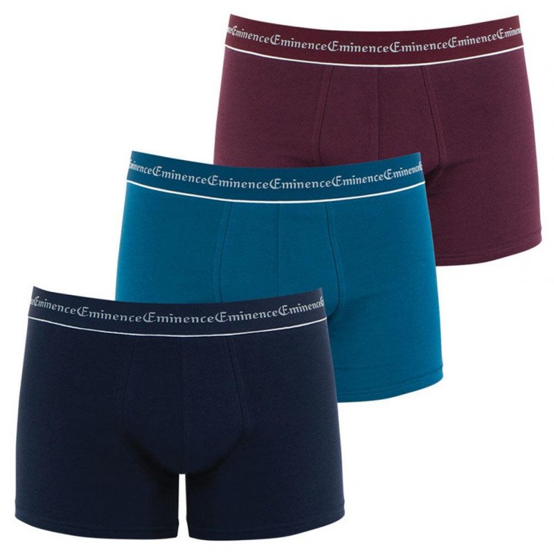 EMINENCE Lot de 3 Boxers Homme Coton BUSINESS Marine Bleu Bordeaux