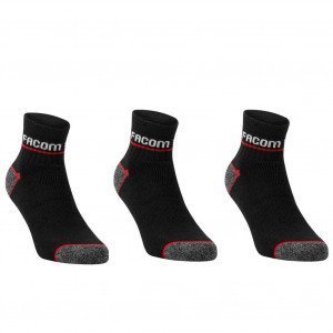 FACOM Lot de 3 paires de Socquettes Homme Coton RED Noir Rouge