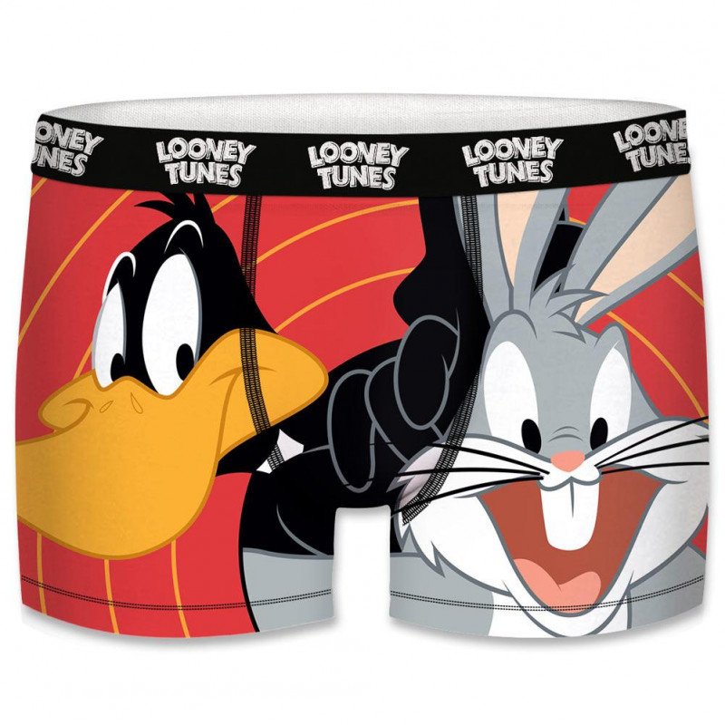 LOONEY TUNES Boxer Homme Microfibre BUG01 Rouge Noir