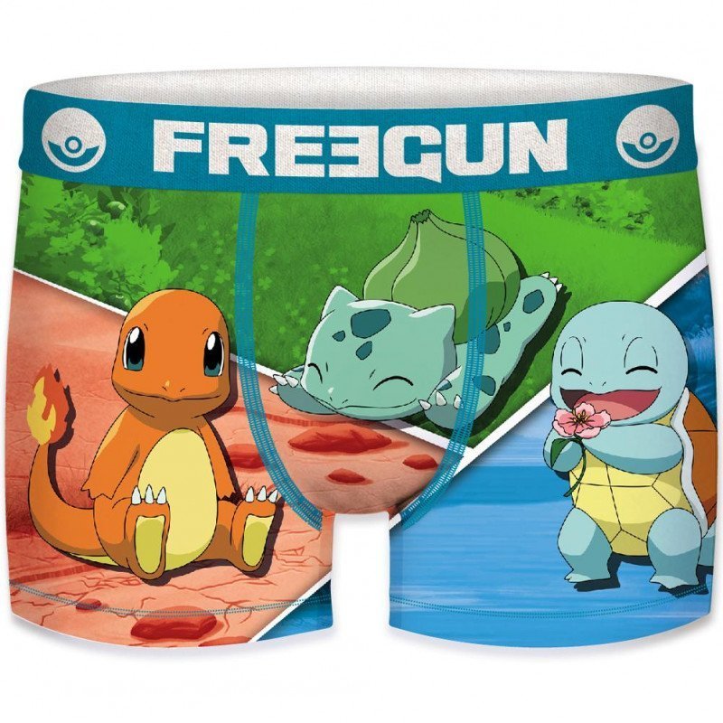 FREEGUN Boxer Garçon Microfibre STA Vert Orange POKEMON