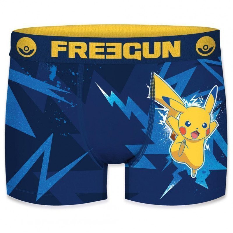 FREEGUN Boxer Garçon Microfibre THU Bleu Jaune POKEMON