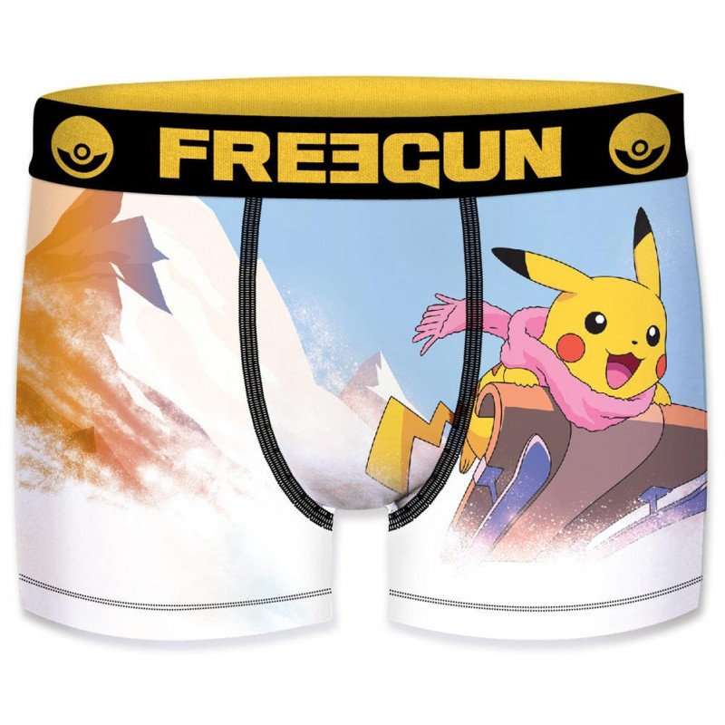 FREEGUN Boxer Garçon Microfibre LUG Blanc Jaune POKEMON