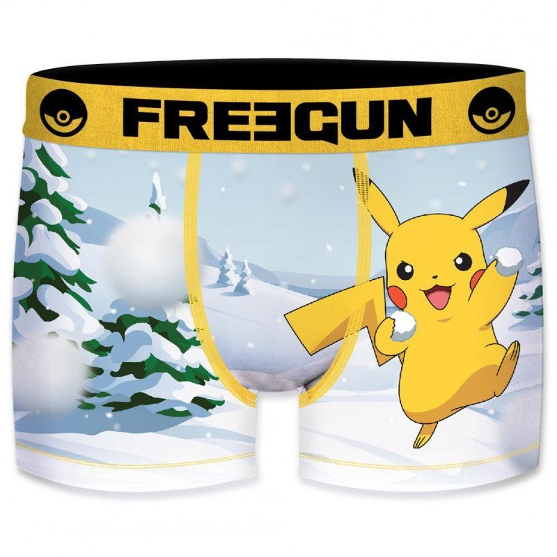 FREEGUN Boxer Garçon Microfibre BAT Blanc Jaune POKEMON