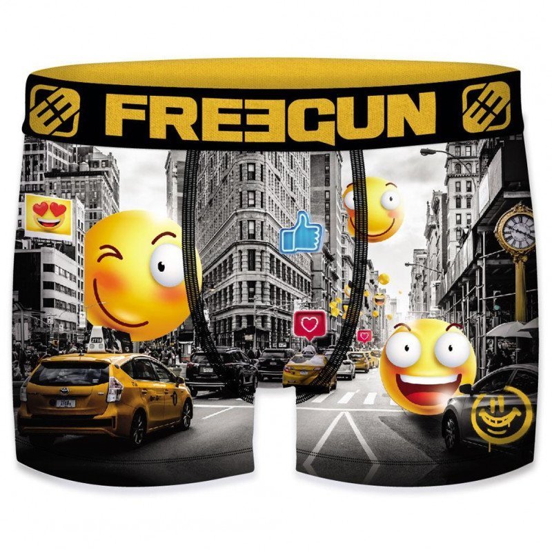 FREEGUN Boxer Garçon Microfibre CIT Noir Jaune PREMIUM