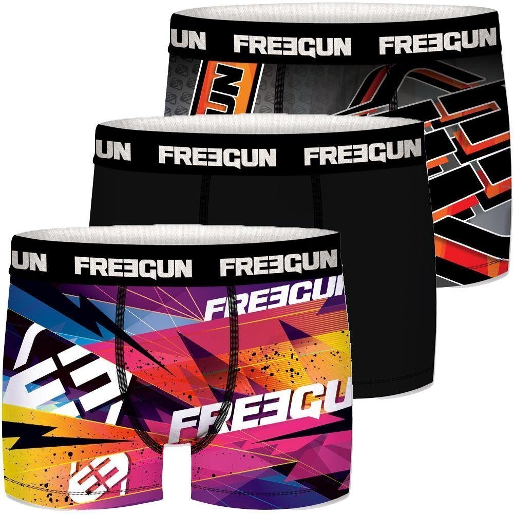 FREEGUN Lot de 3 Boxers Gar on Microfibre PACKX3 LOGO Orange Rose Taille 6 8 ans