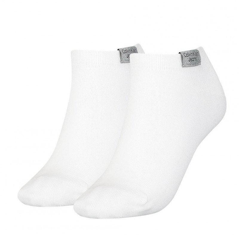 CALVIN KLEIN JEANS 2 paires Socquettes Femme Bio ORGANIC Blanc