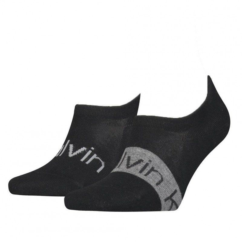 LOT DE 2 Socquettes Chaussettes Homme RIBBON Noir et Gris