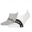 CALVIN KLEIN Lot de 2 paires de Socquettes Homme Coton RIBBON Blanc