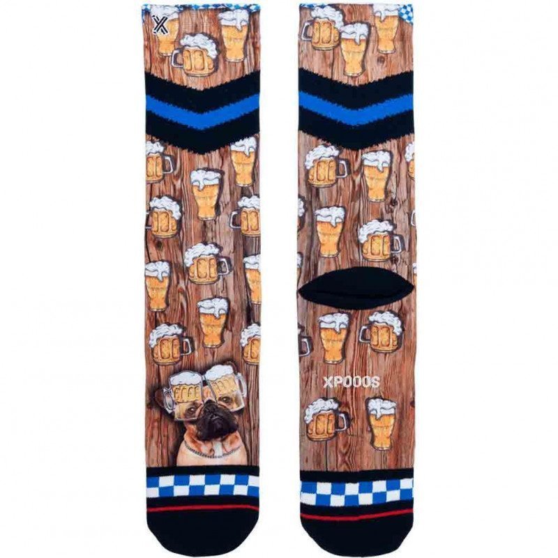 XPOOOS Chaussettes Homme MicroCoton HAPPY HOUR Marron Bleu