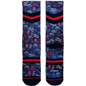 XPOOOS Chaussettes Homme MicroCoton XMAS DOODLE Marine Rouge